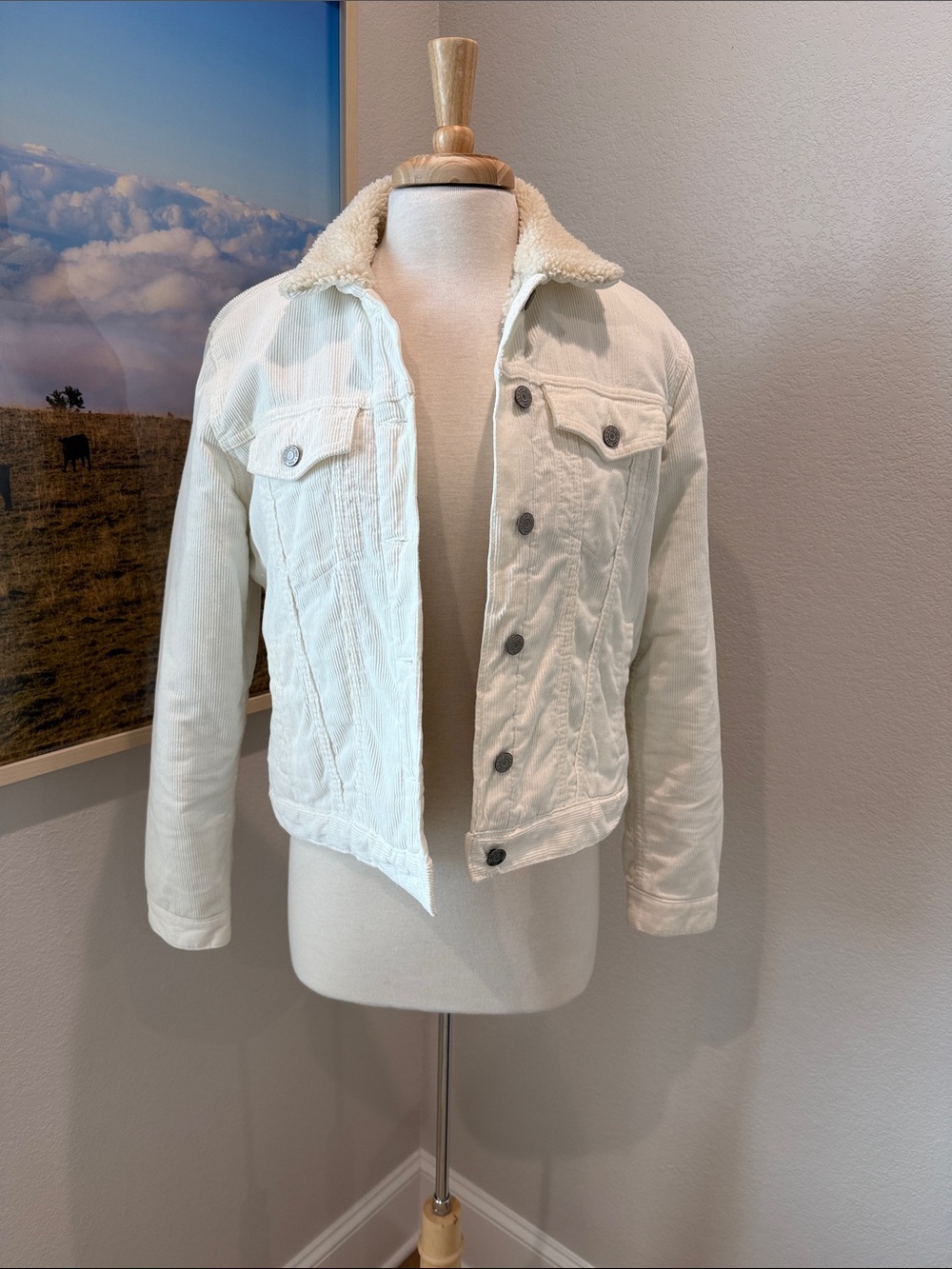 GAP Cream Sherpa-Lined Corduroy Jacket